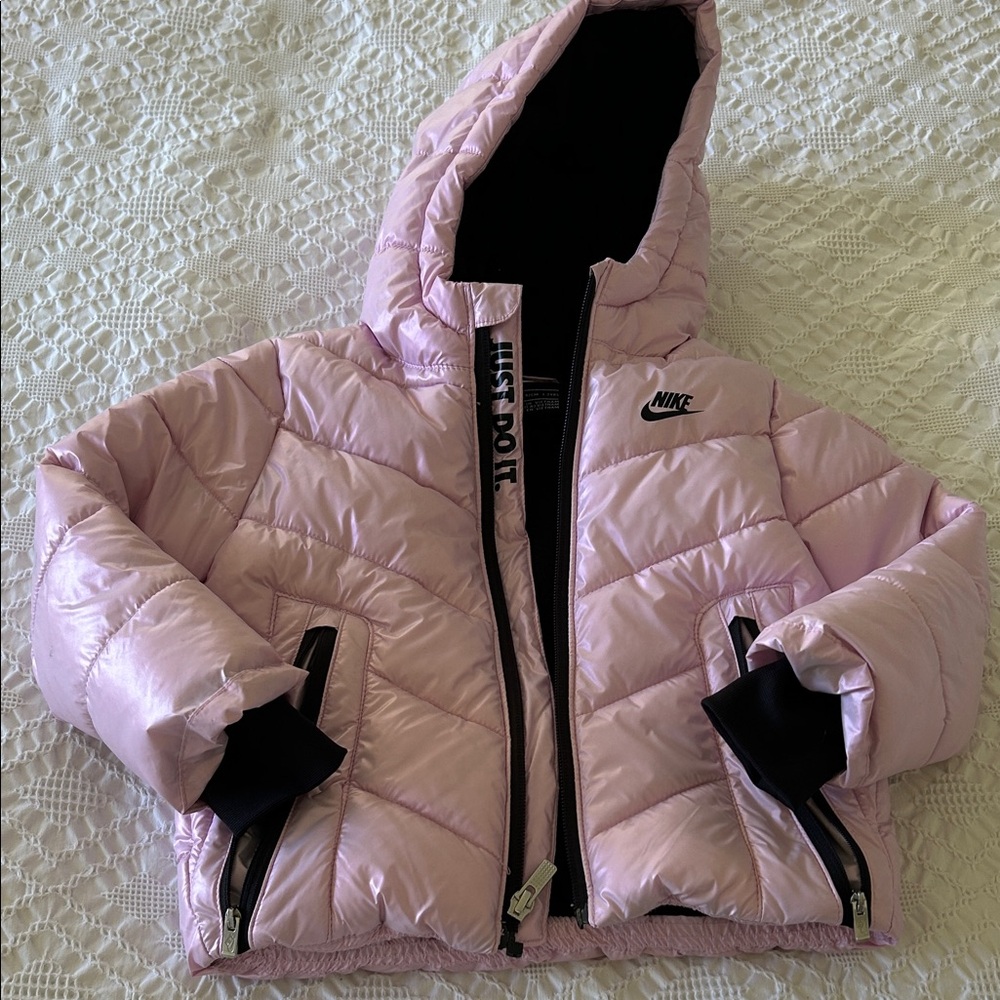 Nike Kids Pink Hooded Puffer Jacket